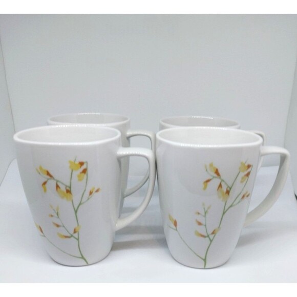 4 Corelle Kobe Coordinates Dishes Squared Big Porcelain Cups Mugs - Picture 1 of 10